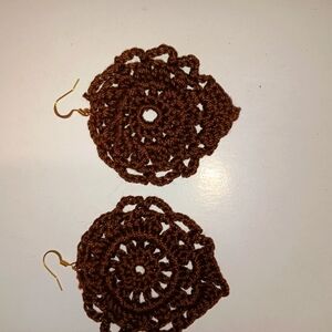Elegant Brown Crochet Earrings
